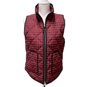 J Crew Factory Quilted Puffer Vest Buffalo Plaid Classic Outerwear Womens Medium